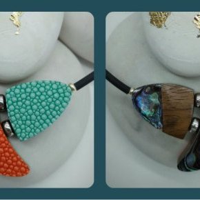 collier galuchat noyer abalone