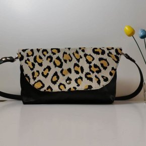 10 Sac claire a rabat amovible intercheangeable cuir veau noir rabat leopard (…)