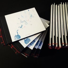 conte Luz, illustré au tampon encreur, reliure japonaise.