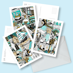 lot de 3 cartes postales nantes