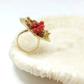 vlv jewellery bijoux bague artisanale bague unique bague corail rouge bague (…)