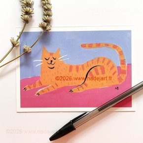 carte artiste chat heureux