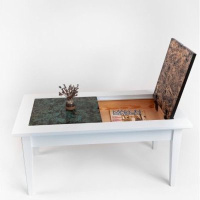 Mobilier VITRAIL en panneau OSB polychrome Jean Marc Lemahieu Sulniac Morbihan