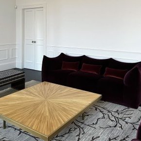 table basse marqueterie de paille