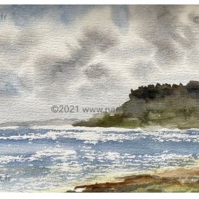 aquarelle paysage bord de mer piriac sur mer par Nadej