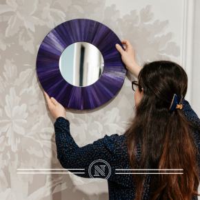 Miroir paille violet Les Marqueteries de Nath