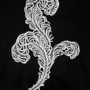 7 dentelle aux fuseaux plume dautruche terminee sur fond noir rc
