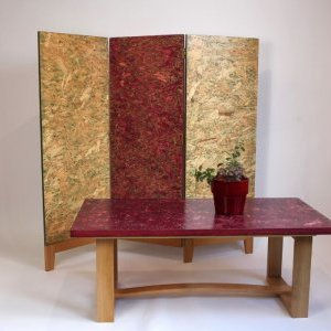 Mobilier VITRAIL en panneau OSB polychrome Jean Marc Lemahieu Sulniac Morbihan 3