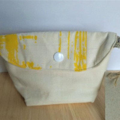 pochette a savon boro jaune et écrue