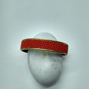 bracelet manchette laiton galuchat