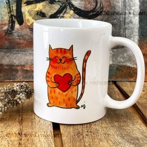 mug chat roux coeur