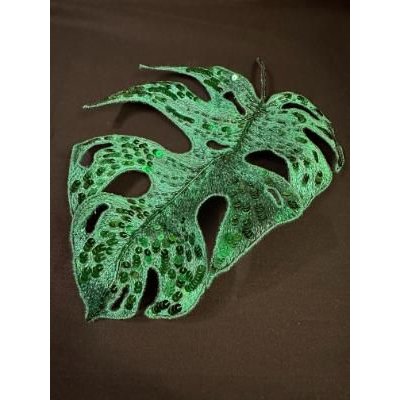 Feuille de Monstera brodée en 3D Broderie d art