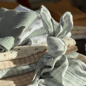 lange lapin vichy vert doumome doudou