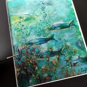 Les poissons de Haiku mixedmedia Artcocofolies 2023 profil