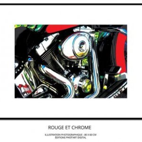 Chrome Tableau illustration Photo 80x60 Jacky a Italienne Rouge et Chrome