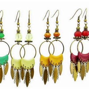 Boucles d oreilles cuir et metal bronze Collection BANJO