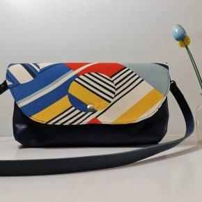 7 Sac claire a rabat amovible intercheangeable cuir agneau bleu rabat arty