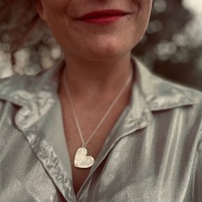 Collier avec grand coeur en fusion Argent