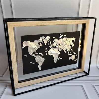 1 Odyssée Tableau d Art Planisphère en Nacre d Exception et Cadre (…)