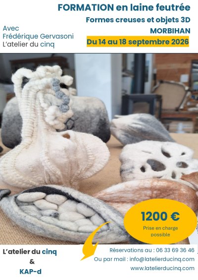 Formation Professionnel en laine feutrée : formes creuses et objets en 3 D